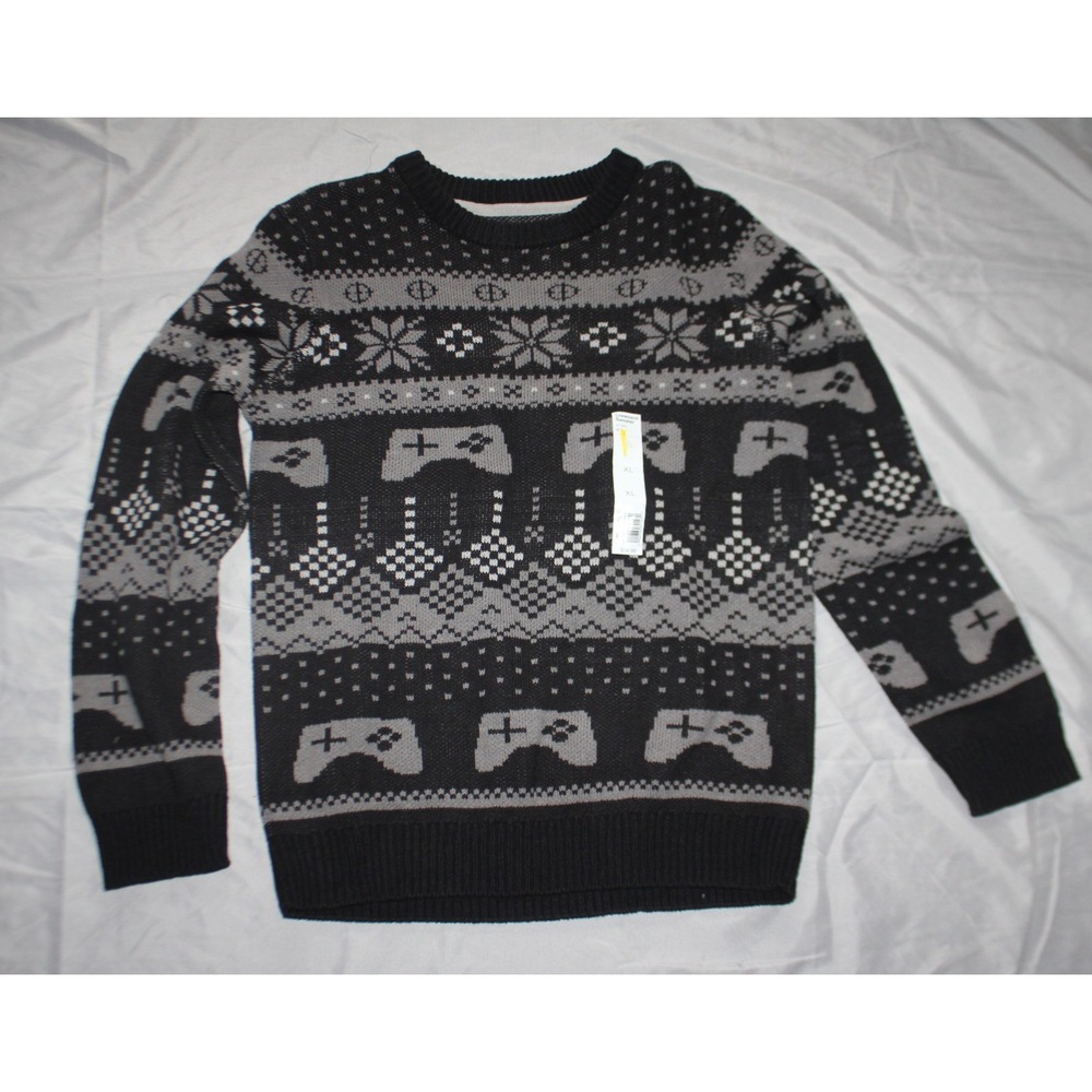 Boys Sonoma gaming Christmas sweater black and gray size L 14/16